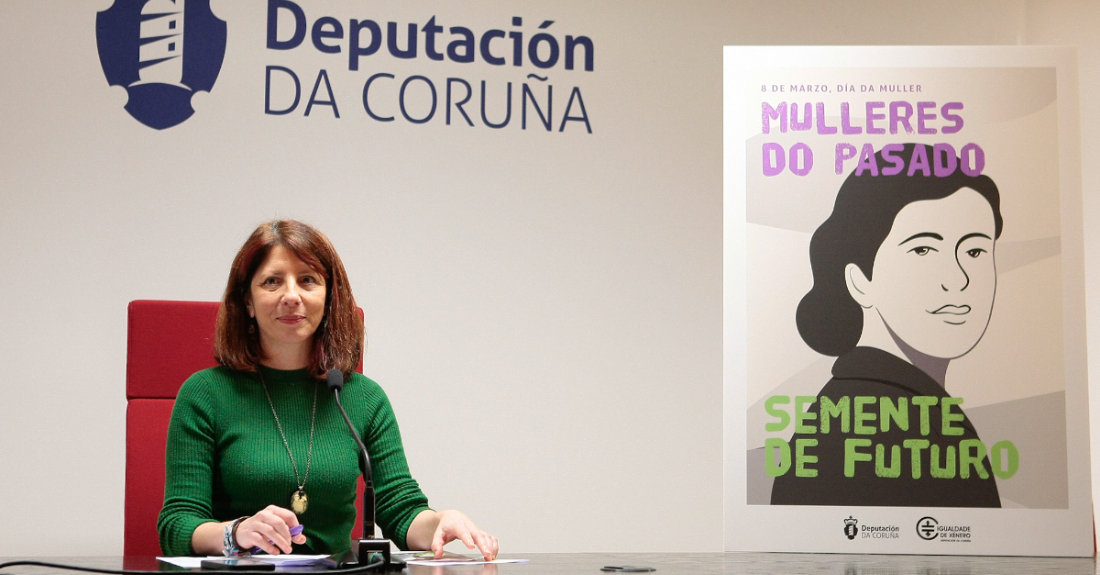 Imaxe da deputada Soledad Agra na presentación do programa do 8M da Deputación da Coruña