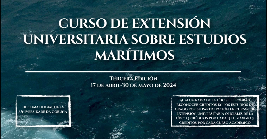 Imaxe o cartel do curso sobre estudos marítimos da Universidade da Coruña