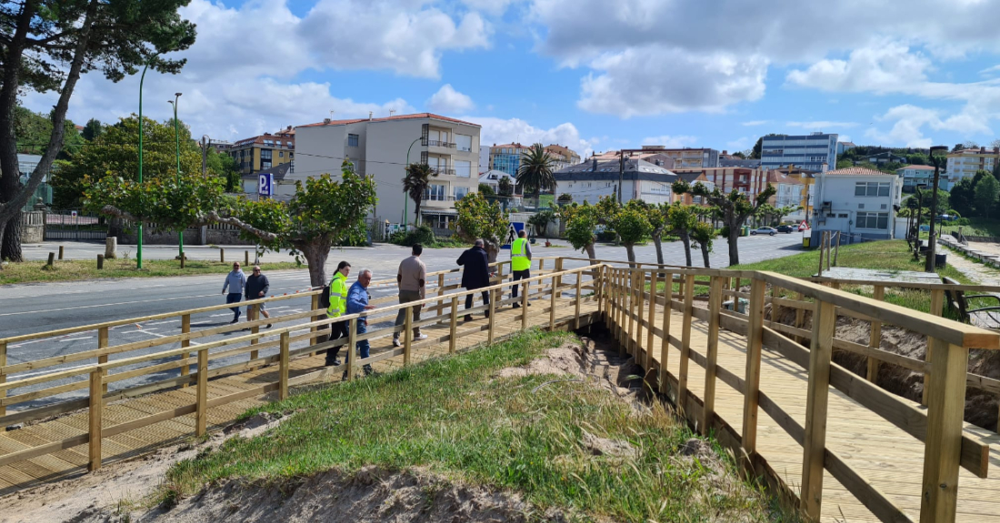 Imaxe das obras na Praia Grande de Miño