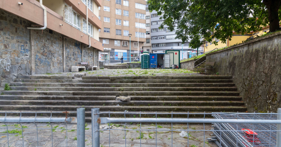 Imaxe das obras no barrio das Flores da Coruña