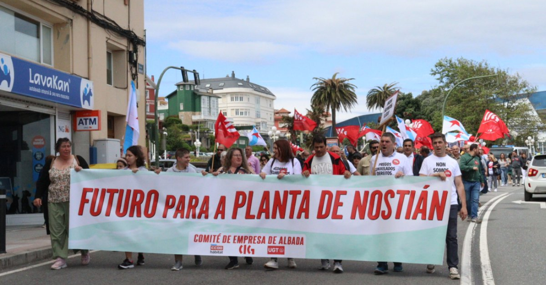 Imaxe dunha manifestación dos traballadores de Nostián