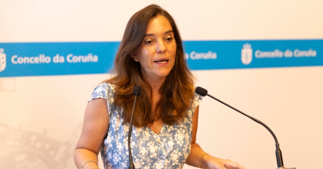 Imaxe de Inés Rey na rolda de prensa deste luns 5 de agosto