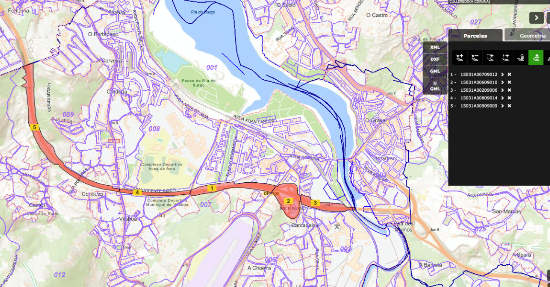 Imaxe do mapa de parcelas na AP-9 por Culleredo