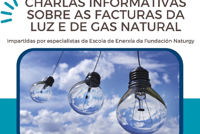 Cartel charlas informativas sobre a Luz e o Gas en Oleiros