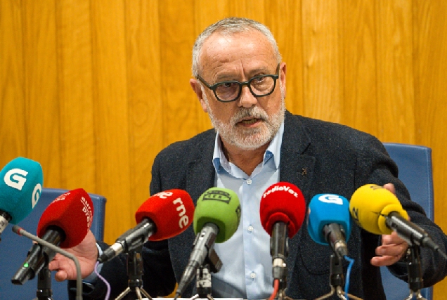 Imaxe da rolda de prensa de García Patiño trala dimisión como alcalde de Cambre